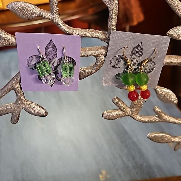 Hand Crafted Jewelry - 2 pair Hand Crafted Beaded Earrings